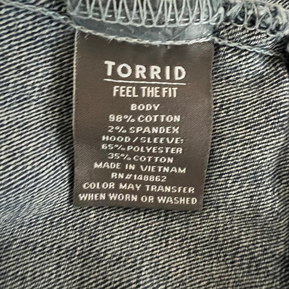 Torrid Women's Denim and Fleece Hooded Trucker Jacket Size 3 - Picture 7 of 7